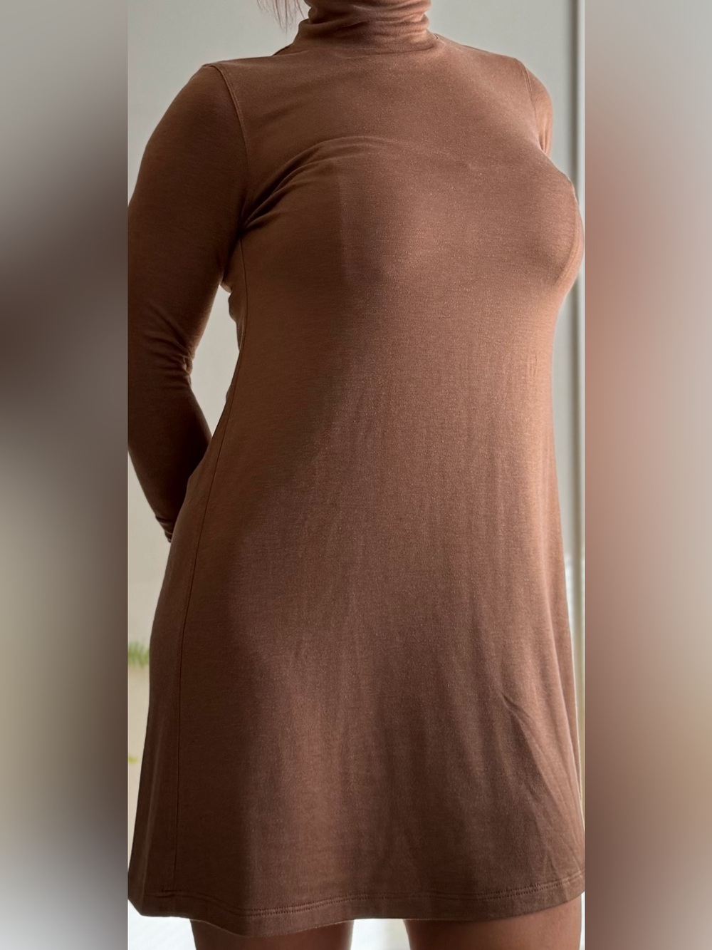 NWOT Kit and Ace Turtleneck Dress in Camel Brown- Size: XS
